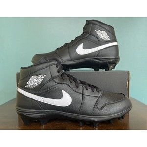 Jordan 1 Mid TD Alpha Menace Football Cleats Black/White Men's Sz 13 FJ6805-001